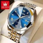 OLEVS 9931 Quartz Watch for Men Solid Stainless Steel Strap Rhombus - Image 3