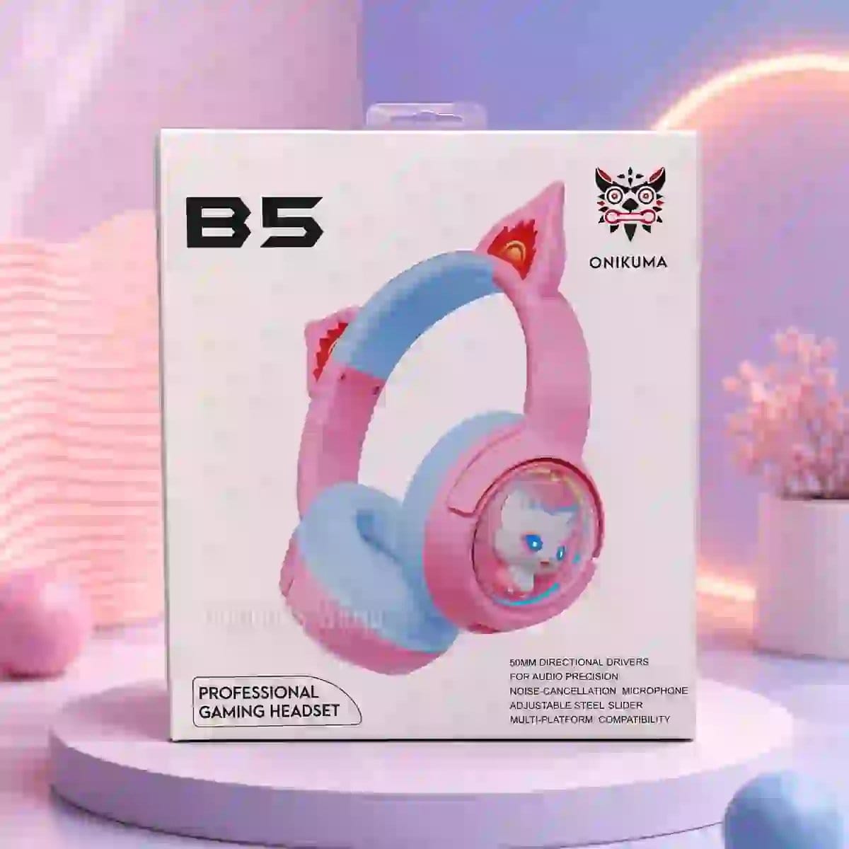 2026/07/25589.jpg ONIKUMA B5 Cat Ear Gaming Headset - Image 1